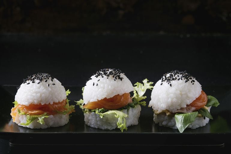 Mini hamburguesas de sushi