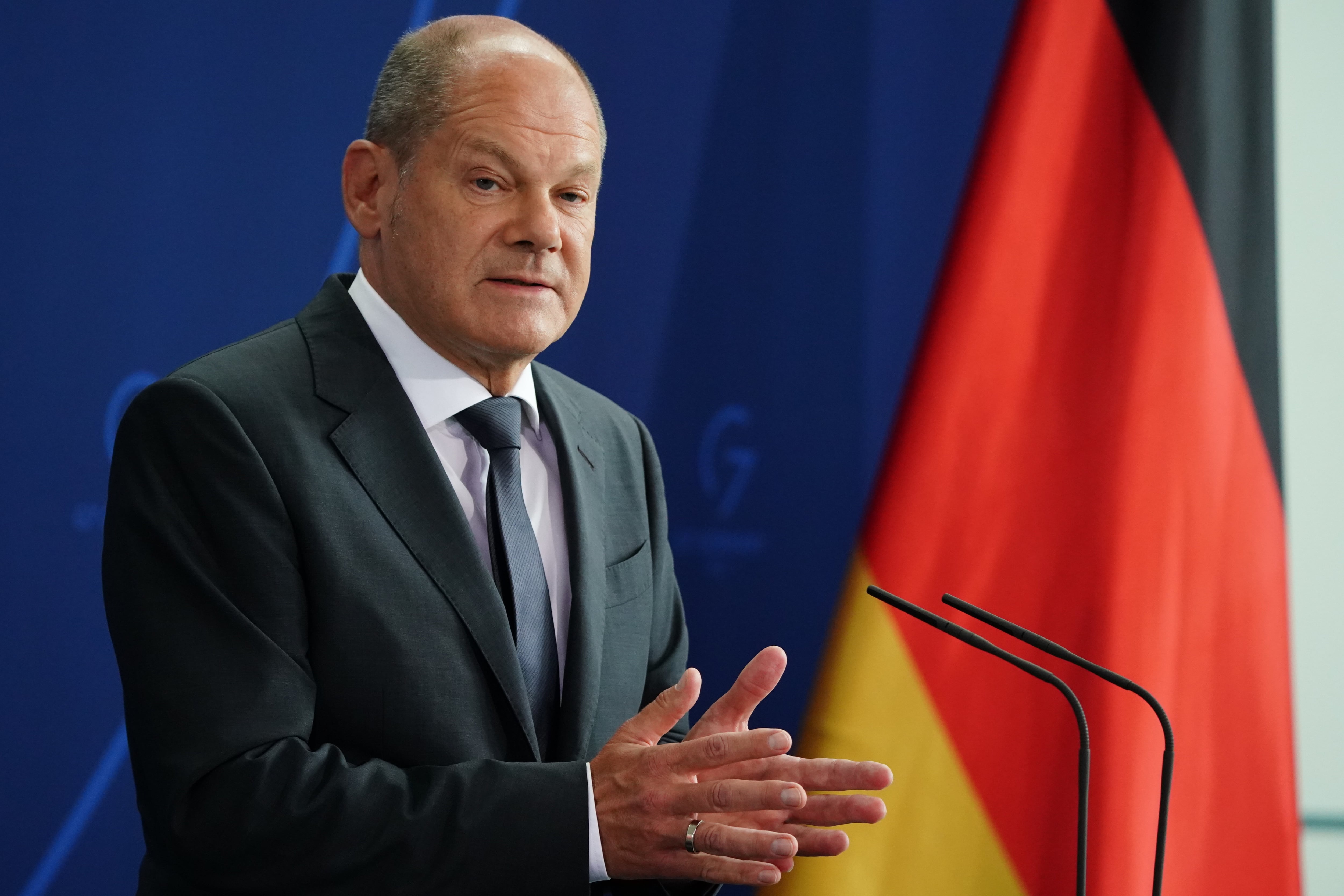 El canciller alemán Olaf Scholz, durante una rueda de prensa dedicada a la política energética, en Berlín, el pasado 22 de julio. 