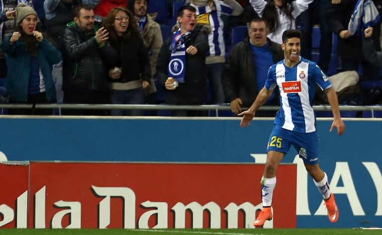 Marco Asensio celebra su gol ante el Deportivo.