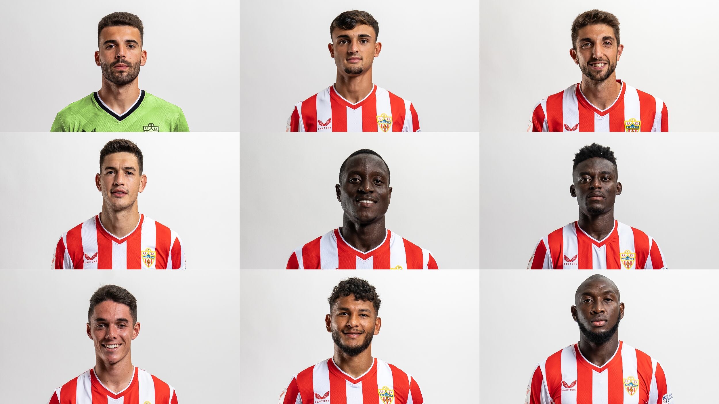 Las nueve incorporaciones del club: Maximiano, Pubill, Édgar, Montes, Lopy, Baba, Arribas, Suárez y Koné.