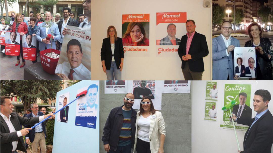 La pegada de carteles de los 6 candidatos al Ayuntamiento
