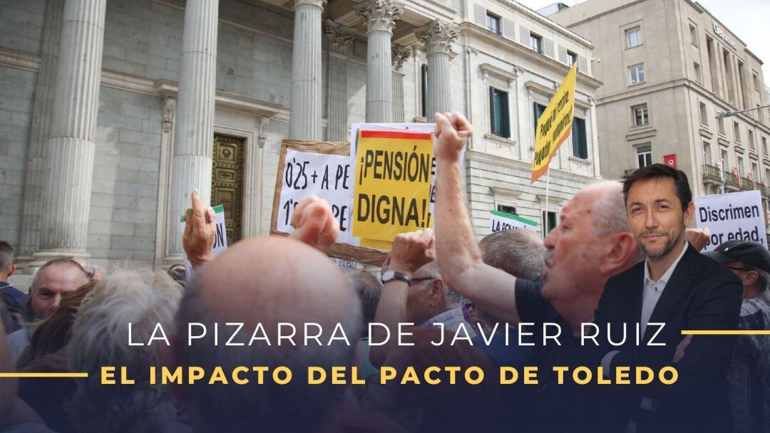 La pizarra de Javier Ruiz sobre las pensiones.