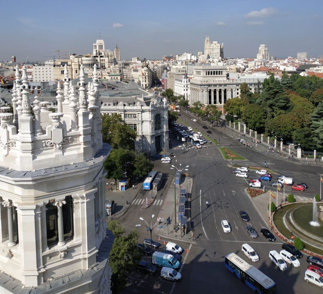 Vistas de la Plaza Cibeles desde el Mirador CentroCentro.