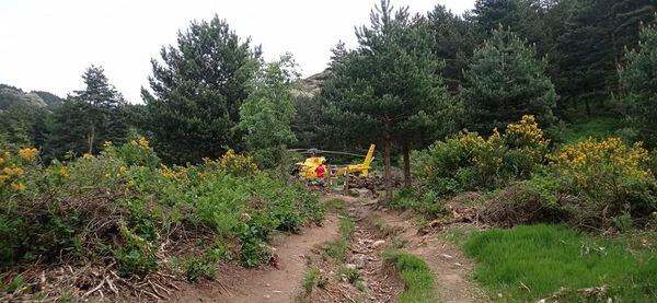 Evacuan en helicóptero a una senderista en la zona de Chorro Grande en La Granja. Fotografía : Protección Civil de La Granja