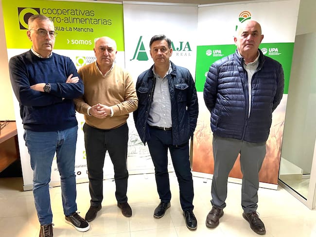 Representantes de las organizaciones ASAJA, COAG, UPA y Cooperativas Agroalimentarias en Ciudad Real