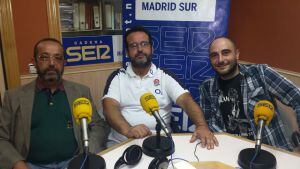 Luis Mathioux, Paco Corrales y Emilio Abejón en los estudios de SER Madrid Sur