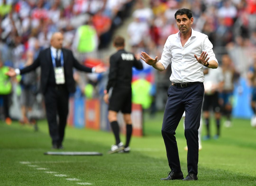 Hierro, durante el partido contra Rusia, en el que a la postre la Selección caería eliminada del Mundial 