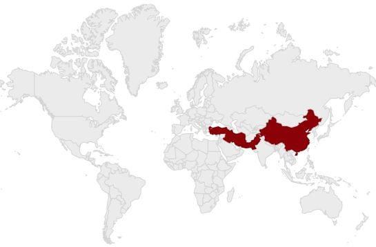 Mapa con los países que actualmente tienen en marcha un bloqueo a Google. Datos a 29/12/2014