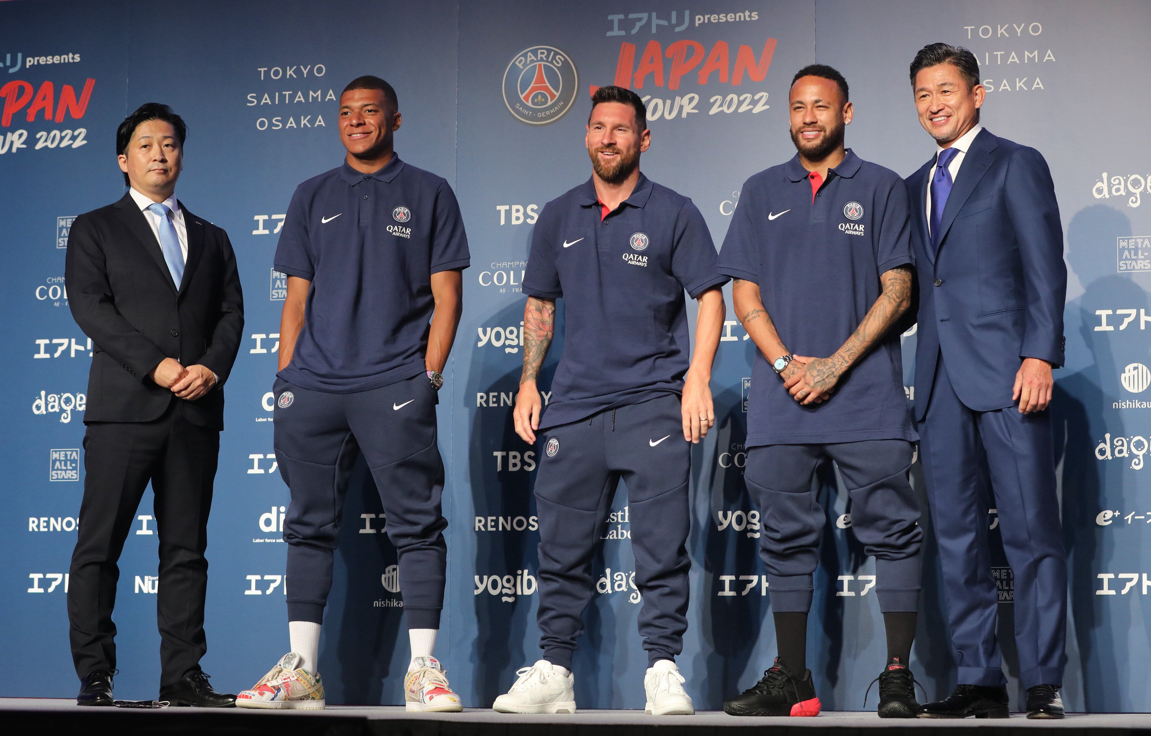 Neymar, Messi y Mbappé en rueda de prensa