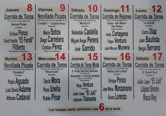 Cartel de la feria taurina de este año (Pincha en el + para ampliar)
