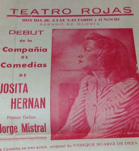 Cartel de uno de los debuts de una obra de teatro de la Compañía de Josita Hernán