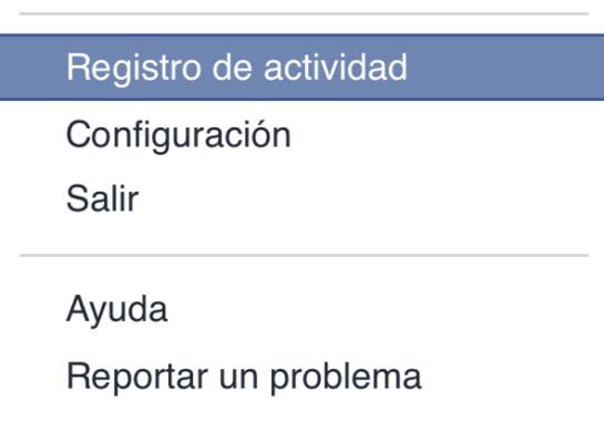 Registro de actividad en Facebook