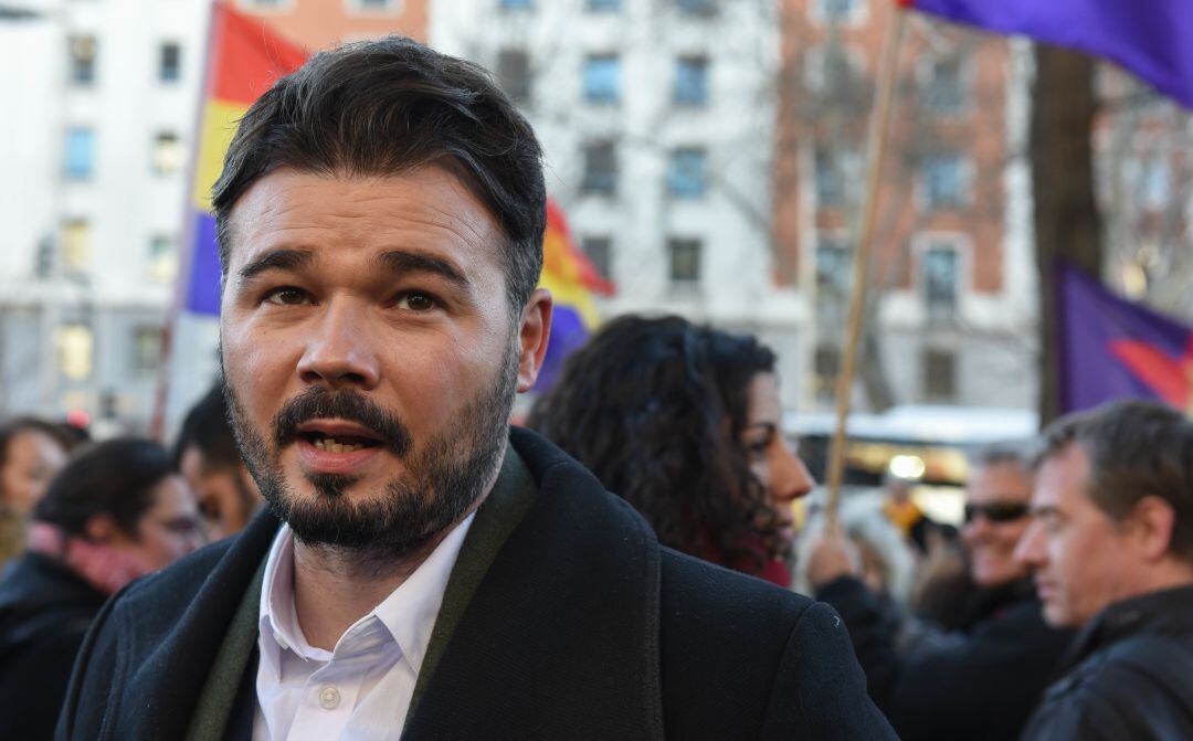 Gabriel Rufián, en una manifestación en Madrid