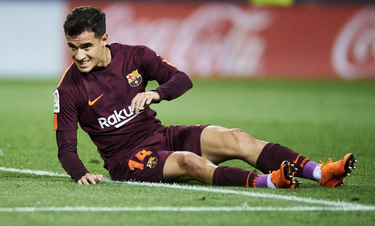 Philippe Coutinho, en el Málaga - Barcelona.