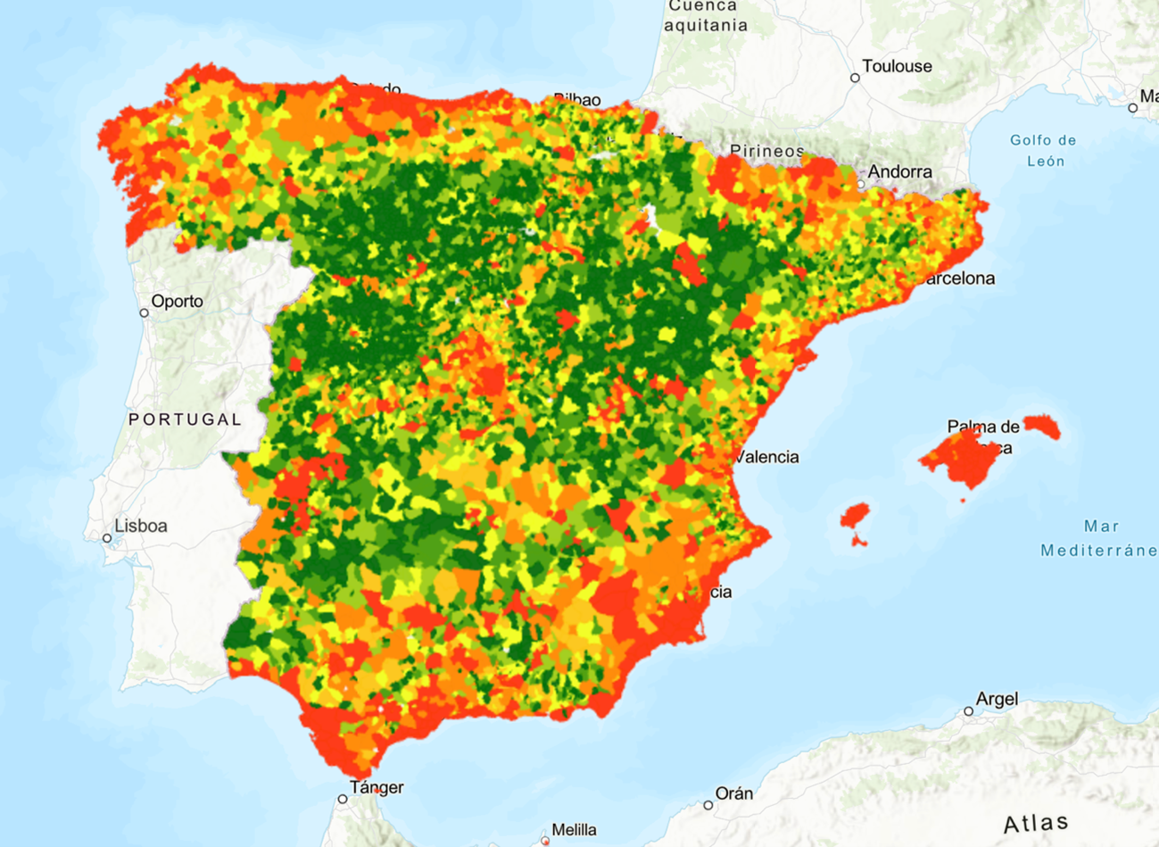 Mapa de apartamentos turísticos.