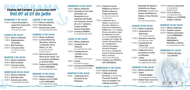 Programa de las fiestas del Carmen en La Graciosa.