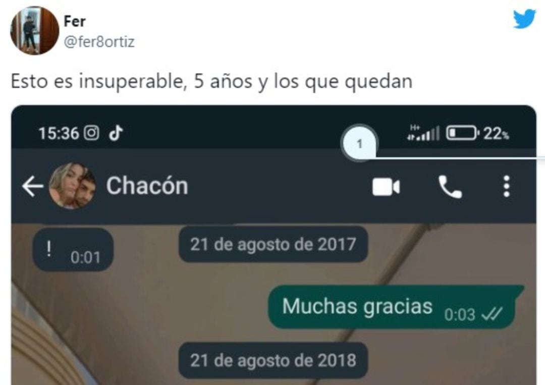 La conversación de WhatsApp entre dos amigos a lo largo de cinco años que ha sorprendido a Twitter