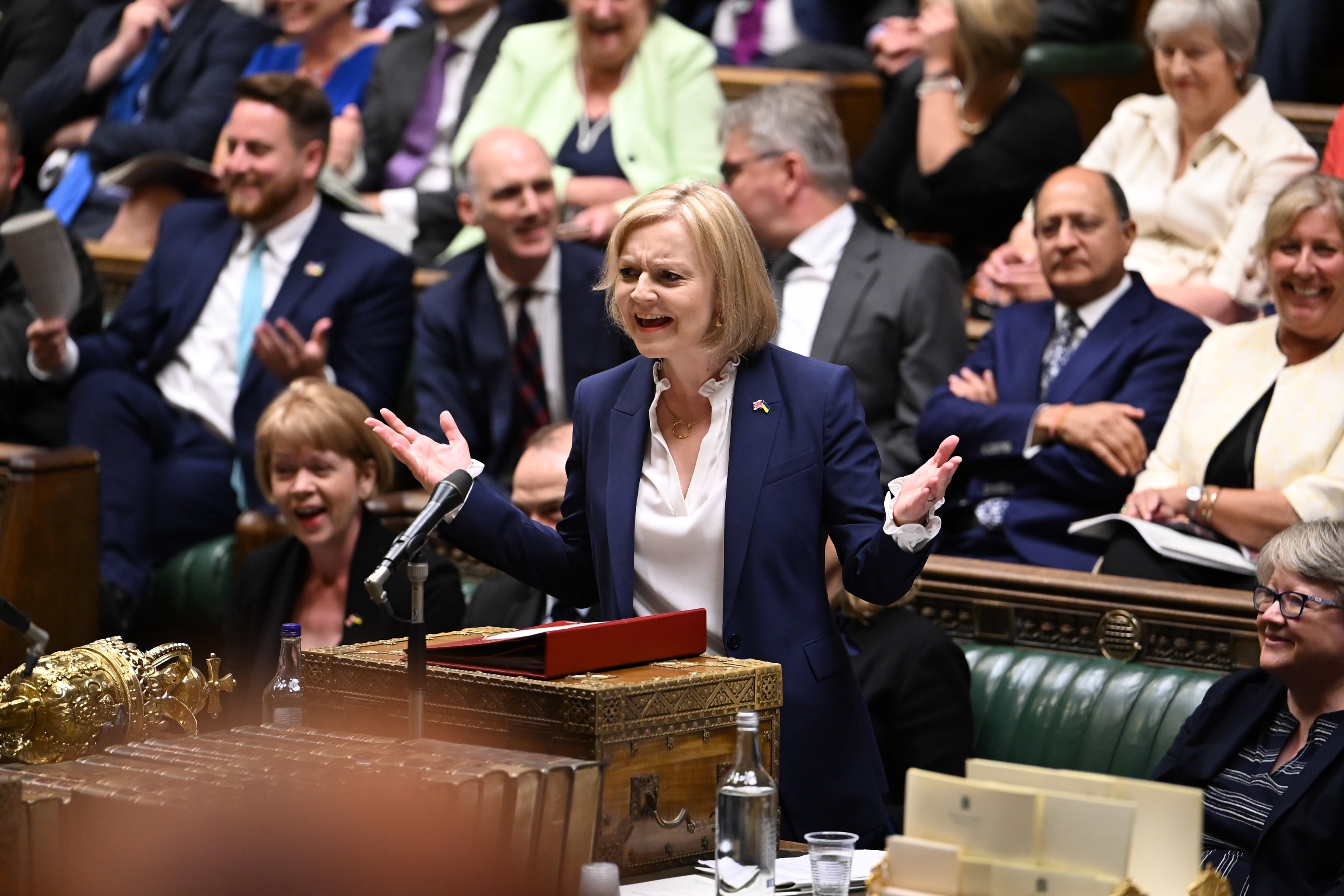 La primera ministra británica, esta mañana.