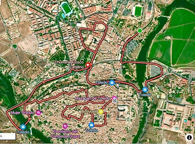 Recorrido de la Nocturna de Toledo