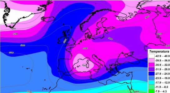 Temperatura a 1500 m de altitud el día 18 de enero de 1891.