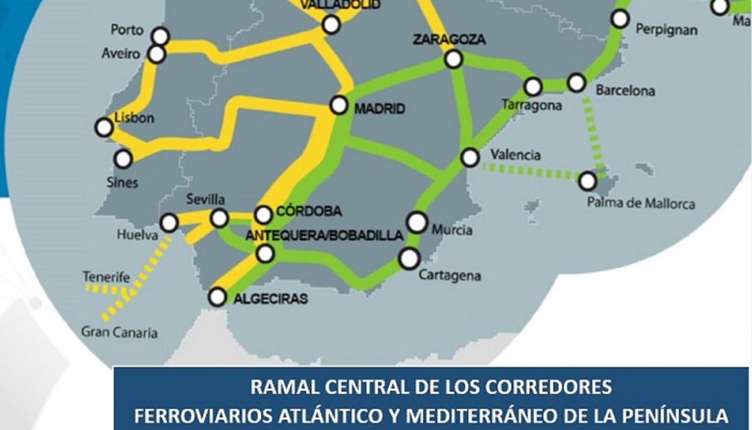 Mapa de ciudades del Ramal Central.