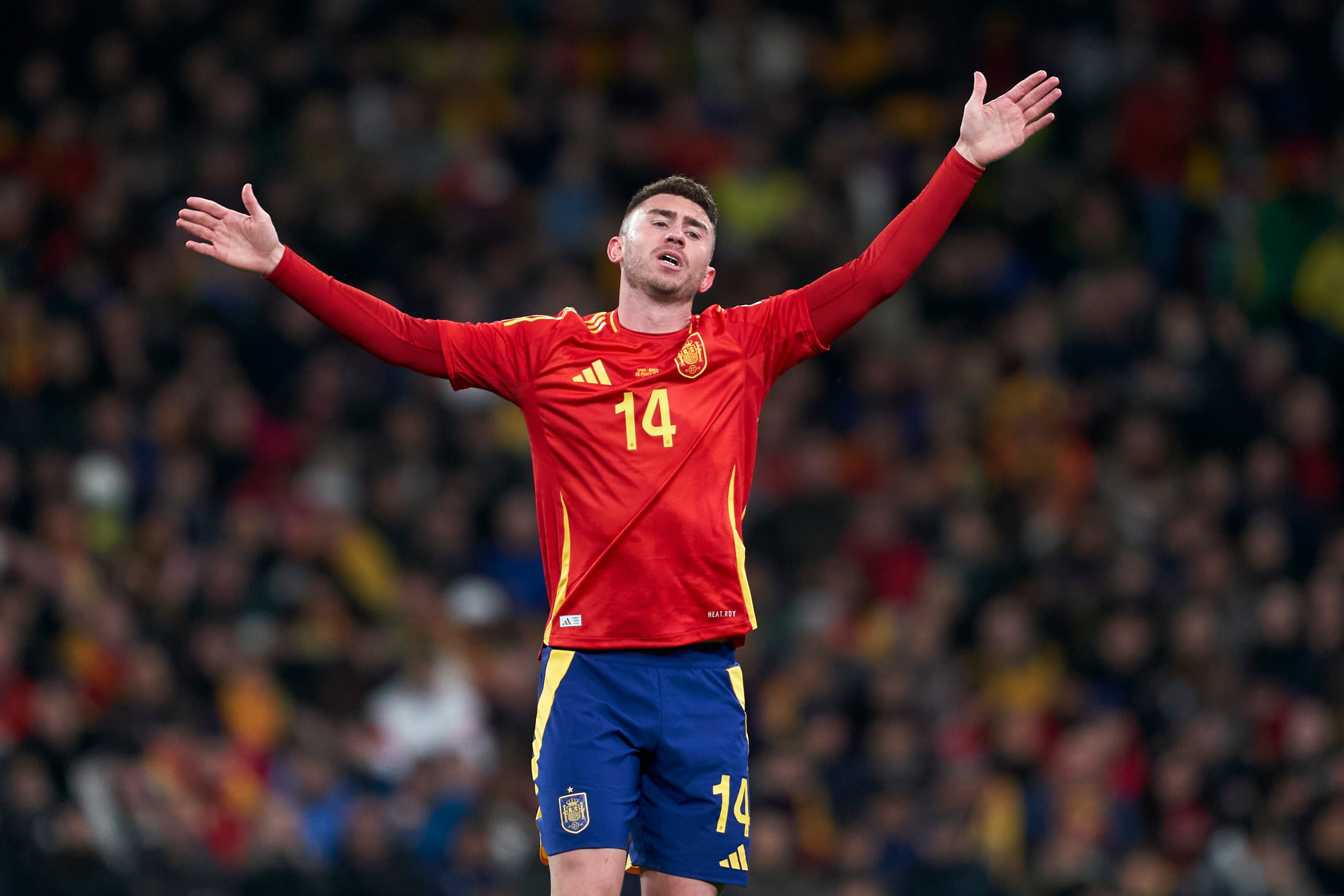 Aymeric Laporte en su último amistoso con la Selección Española