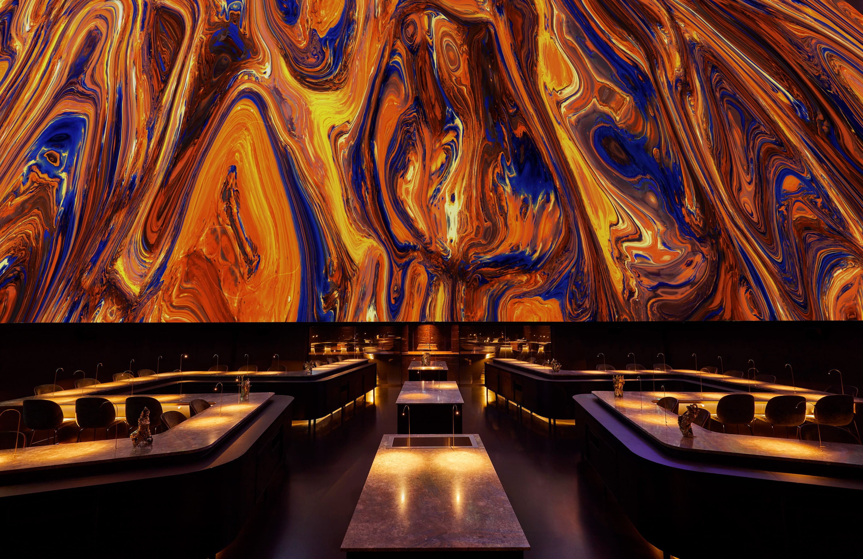 Una proyección de la sala del restaurante Alchemist, inspirada en &#039;El grito&#039; de Edvard Munch.