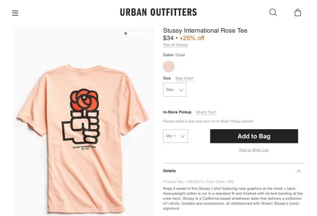 La camiseta de Urban Outfitters.