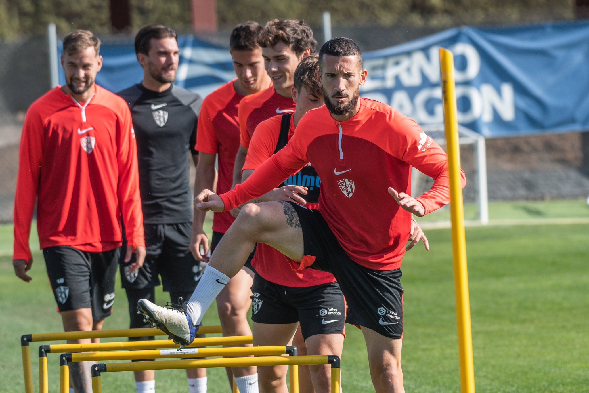 Óscar Sielva durante un entrenamiento de la SD Huesca