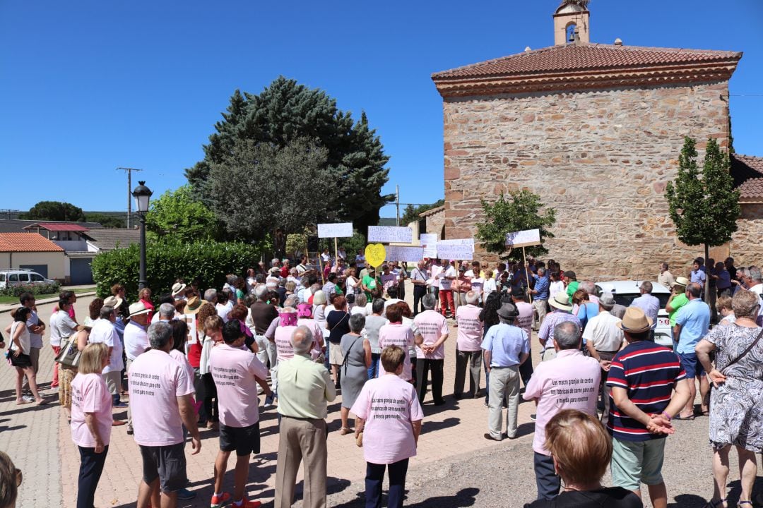 Concentracion de la Asociación Pueblos Vivos de Tábara contra las macro granjas porcinas