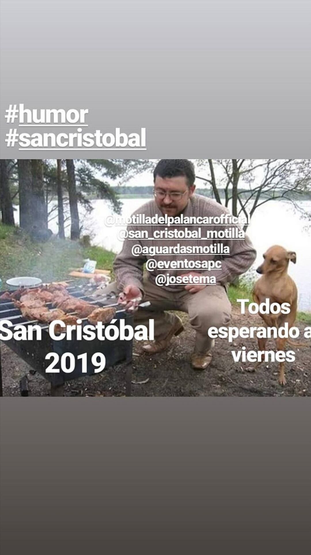 Uno de los memes que ha publicado la cuenta oficial de Instagram del Ayuntamiento de Motilla del Palancar en relación a la festividad de San Cristóbal de este próximo fin de semana