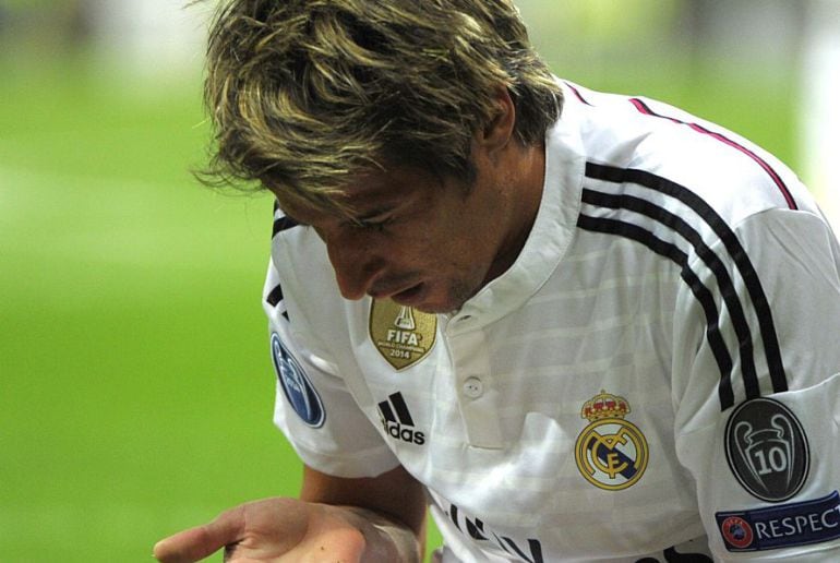 Imagen de Coentrao con la camiseta del Real Madrid.