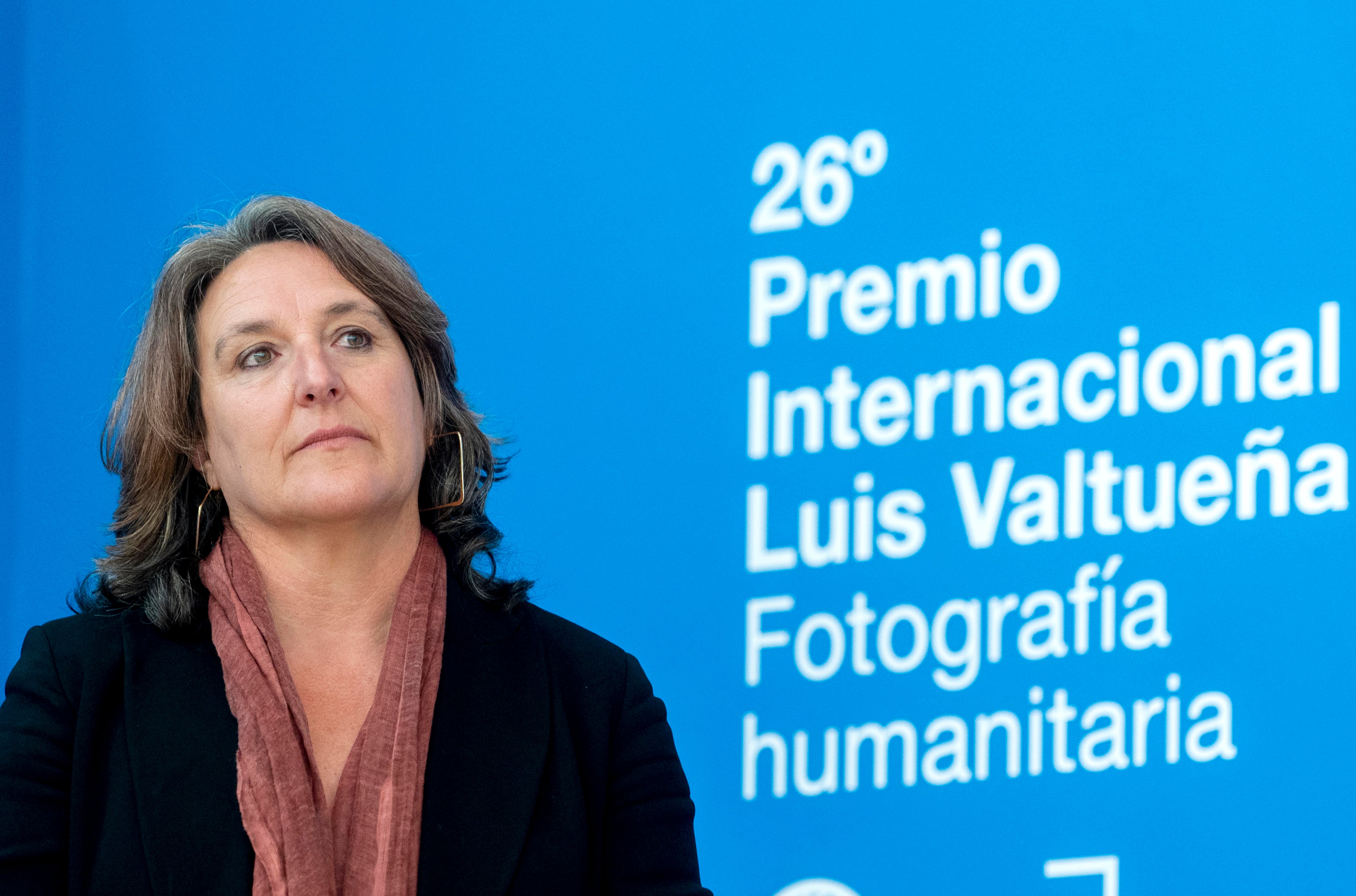 MADRID, SPAIN - APRIL 03: The winner Maria Clauss during the award ceremony of the 26th Luis Valtueña International Humanitarian Photography Award, at the La Lonja de Arganzuela exhibition hall, April 3, 2023, in Madrid, Spain. The awards have been convened by Doctors of the World Spain to recognize and disseminate the best works of humanitarian photography, those that uniquely highlight social problems, injustices and/or abuses of people's rights, as well as the situations that lead to or combat them. (Photo By Alberto Ortega/Europa Press via Getty Images)