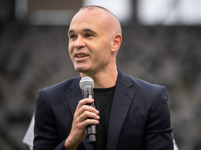 Andrés Iniesta, durante un acto en el Estadio Nacional de Tokyo.