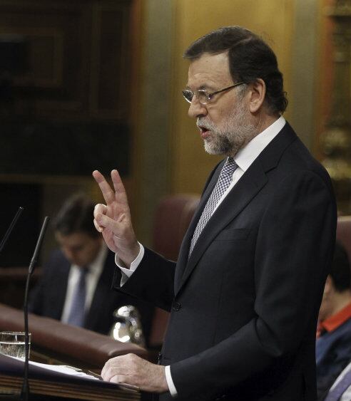 El presidente del Gobierno durante su intervención en el Congreso para informar del último Consejo Europeo celebrado en Bruselas