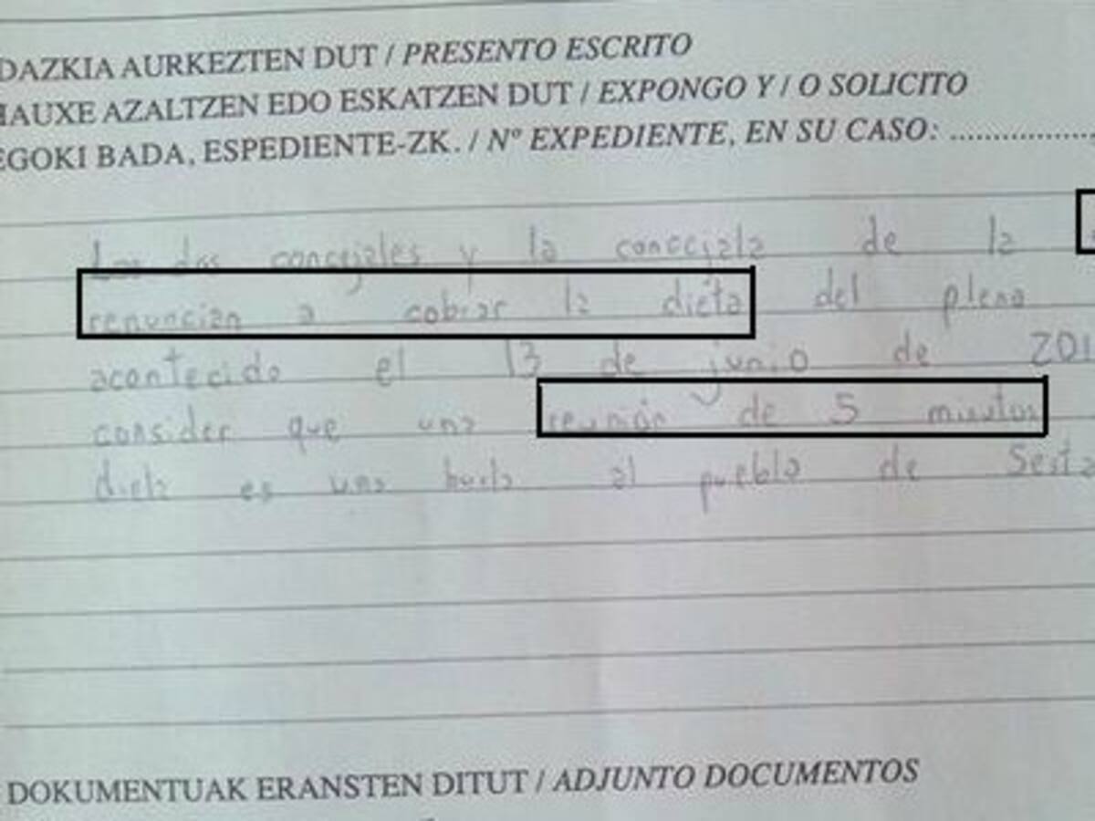 5.100 euros en dietas para un pleno de 5 minutos