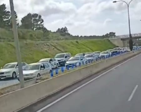 Colas de vehículos en la autovía de Sant Antoni