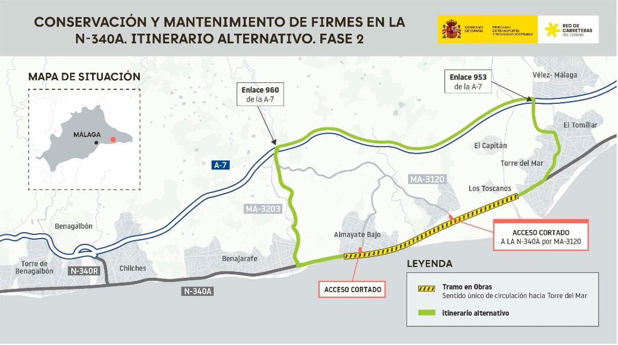 Tramo de carretera donde se acometerán las obras de mejora por parte del Ministerio de Transportes