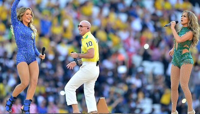 Actuación del artista Pittbull en la inauguración del Mundial de fútbol Brasil 2014