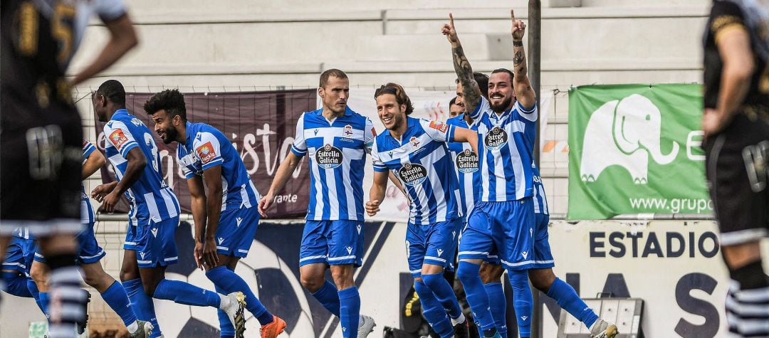 Celebración del gol del Deportivo