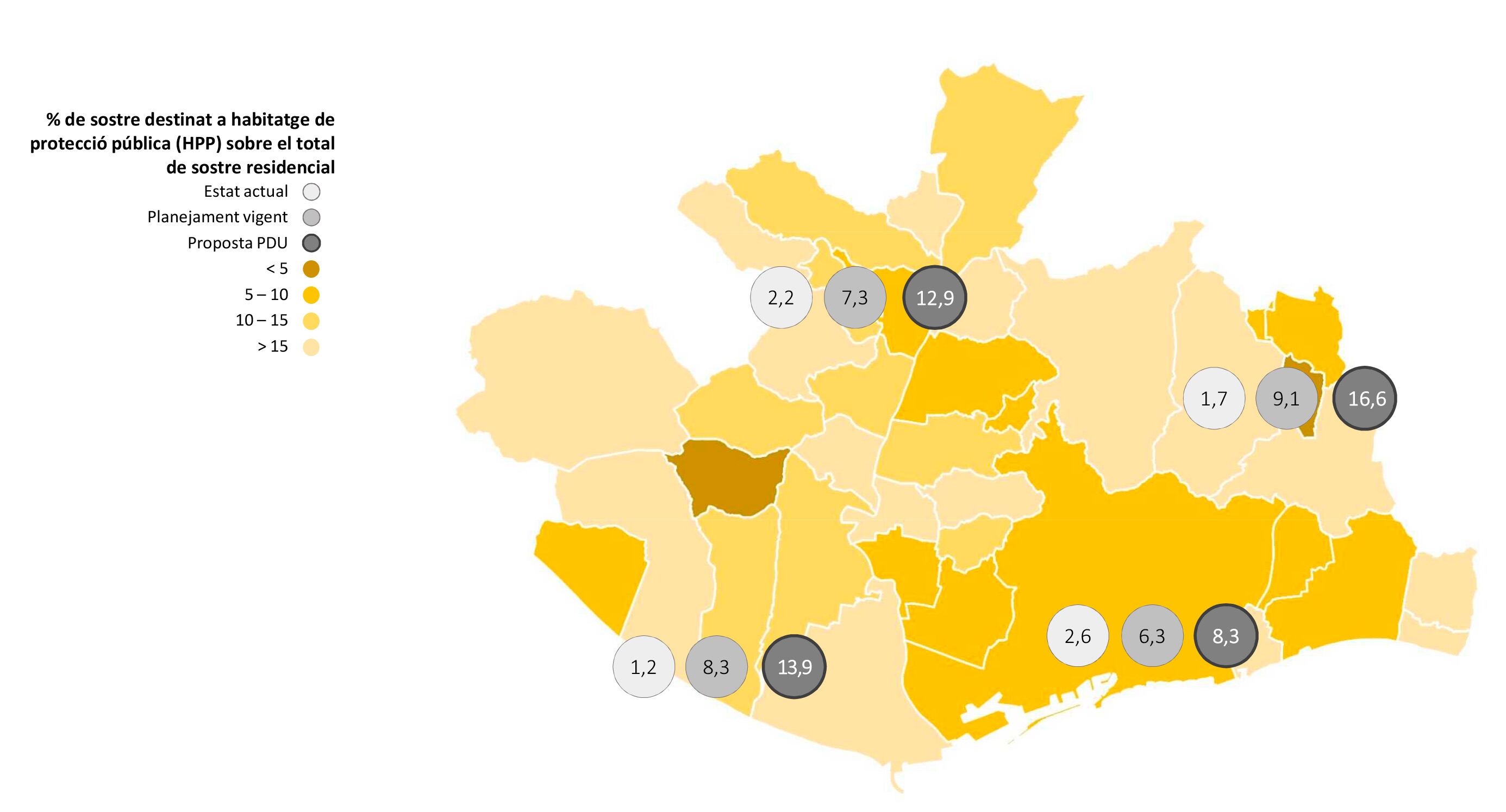 Mapa de Dotació d'Habitatge del nou pla urbanístic de Barcelona