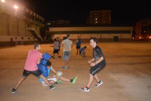 Instante del entrenamiento del martes