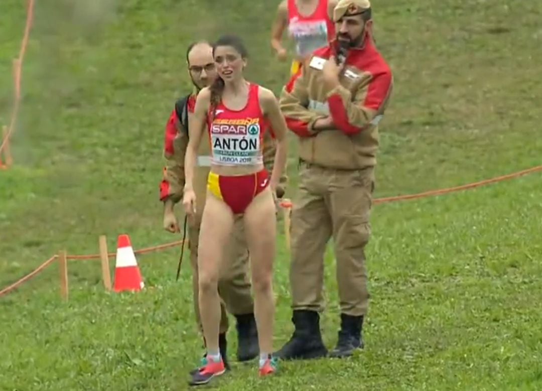 La atleta arandina durante su participación en el Europeo de Cross de Lisboa.