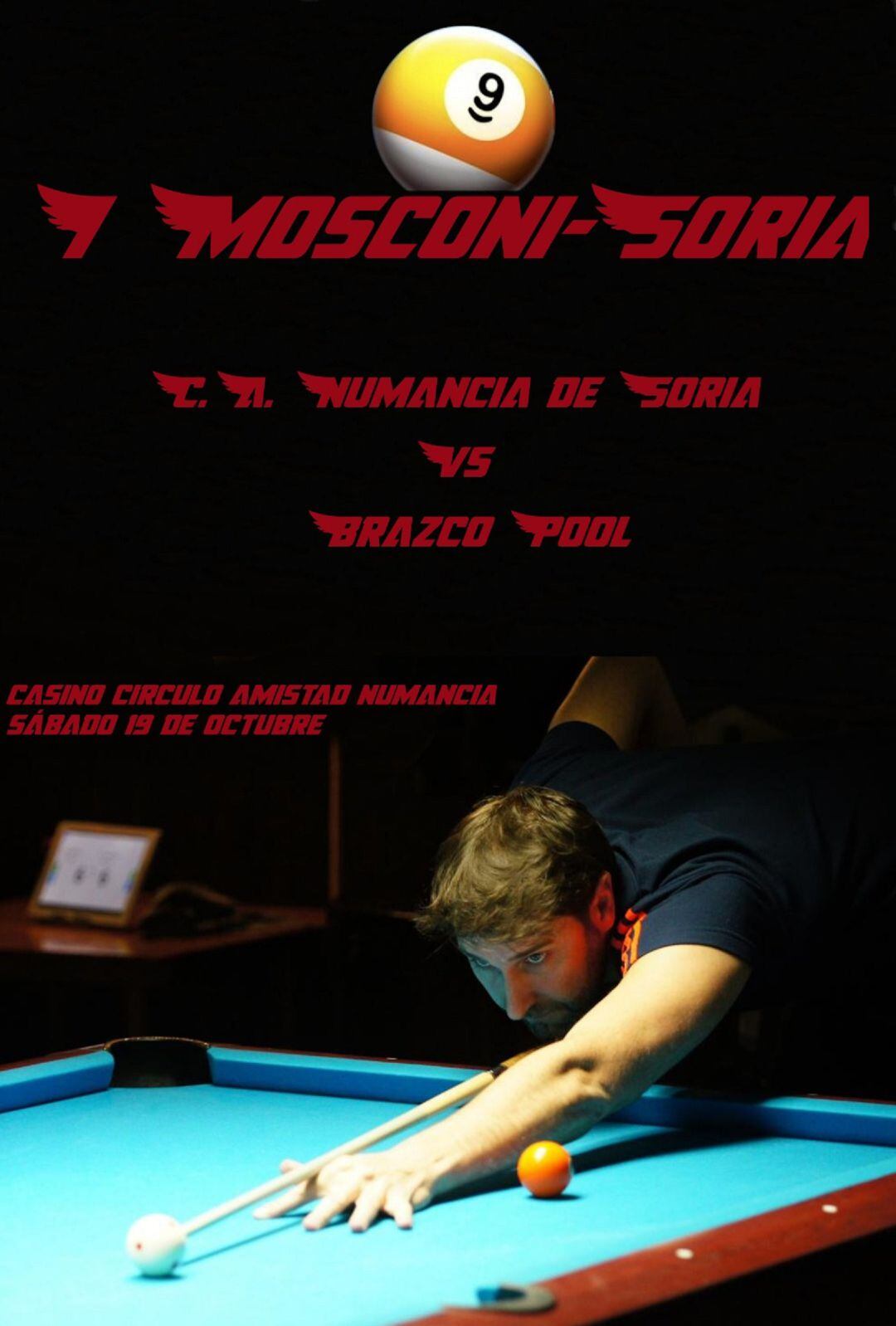 Cartel de la primera prueba de pool en Soria de este sábado.