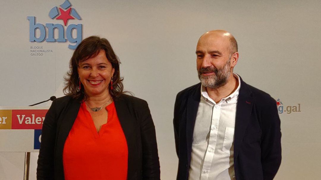 Ana Miranda y Néstor Rego, antes de su rueda de prensa conjunta