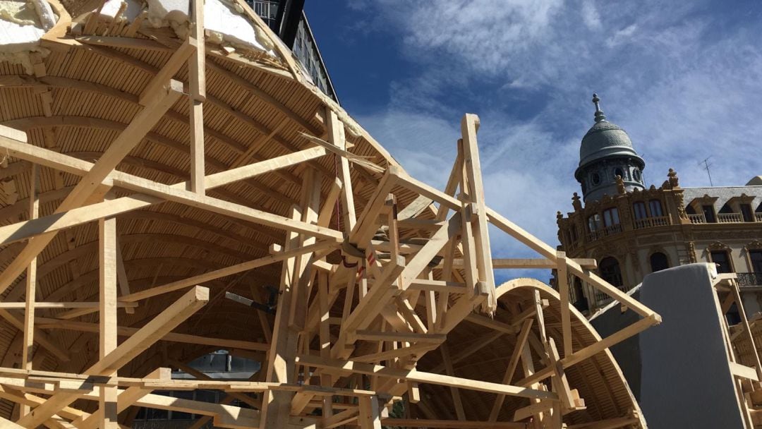 Foto de archivo de la plantà de la falla municipal de València de 2020