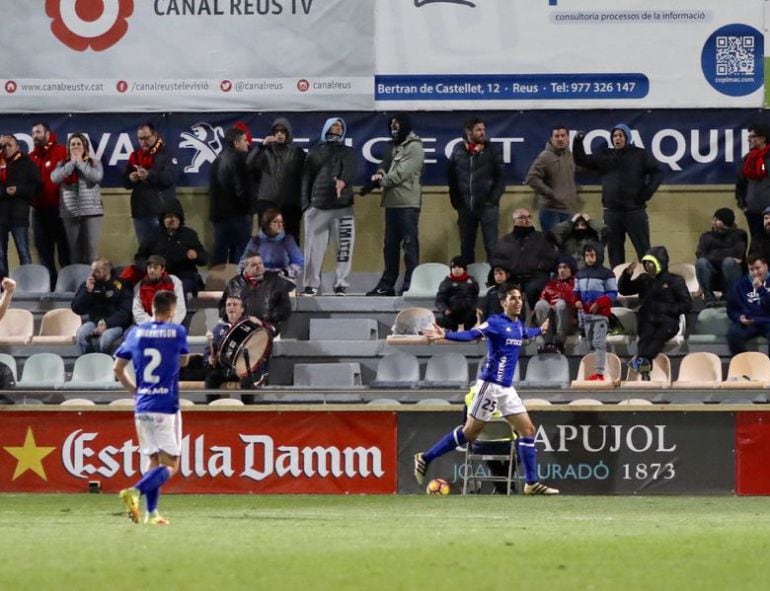 El Oviedo celebra un gol en Reus