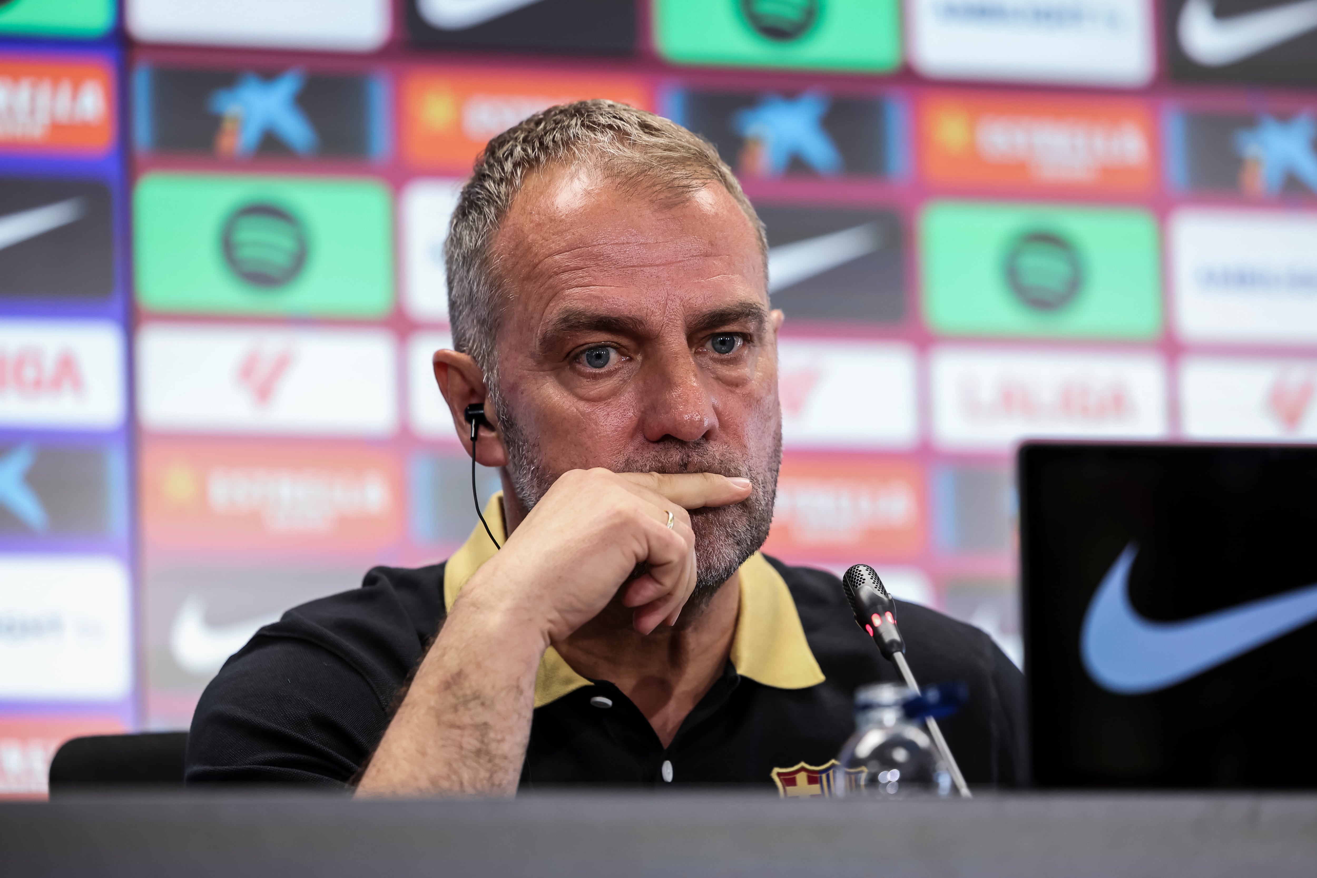 Hansi Flick, durante la rueda de prensa