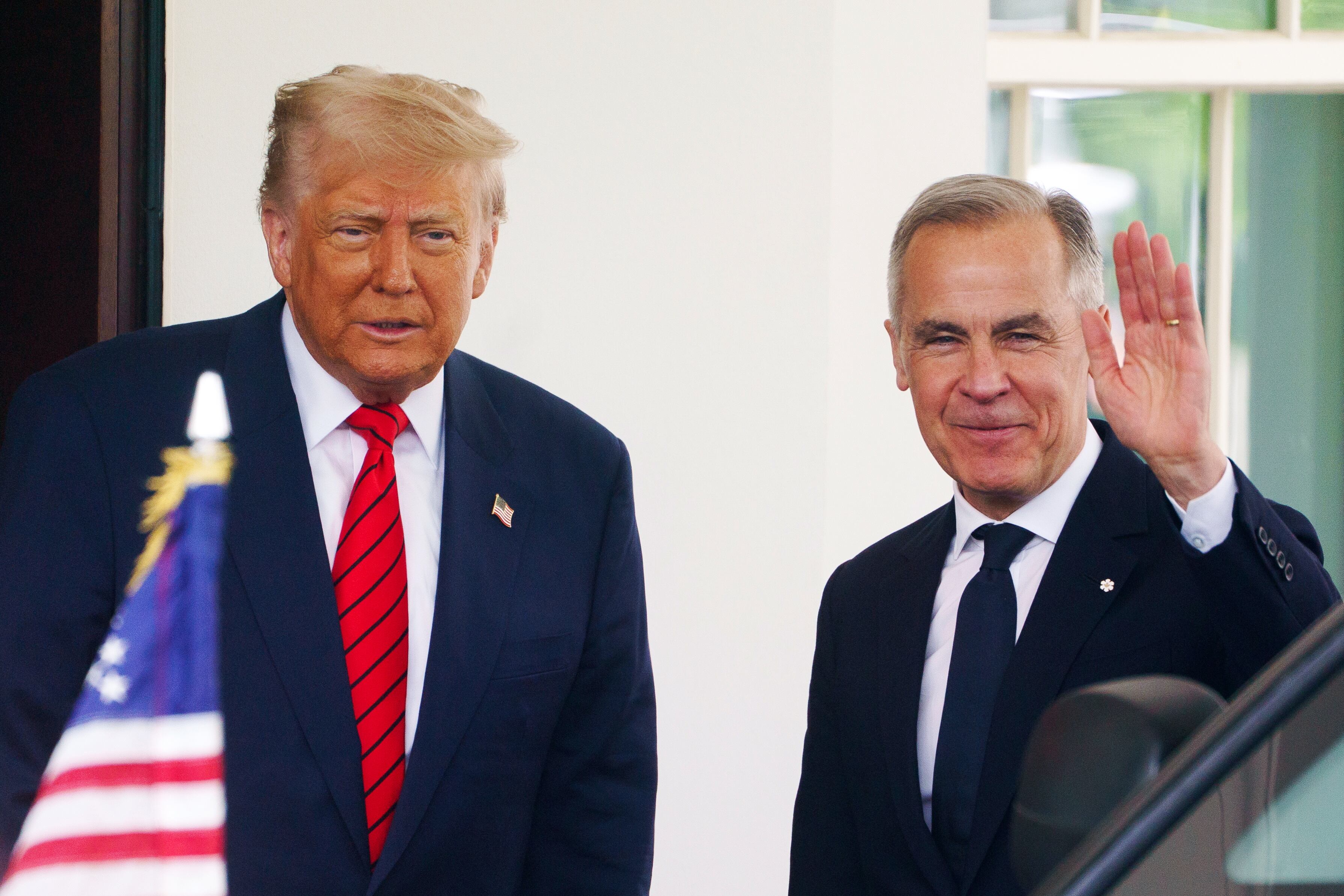 El presidente de EEUU, Donald Trump, y el primer ministro canadiense, Mark Carney