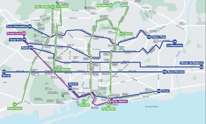 El mapa de les noves línies d'autobus de Barcelona